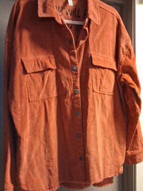 Peace Love World Burnt Orange Corduroy Button-Up Jacket